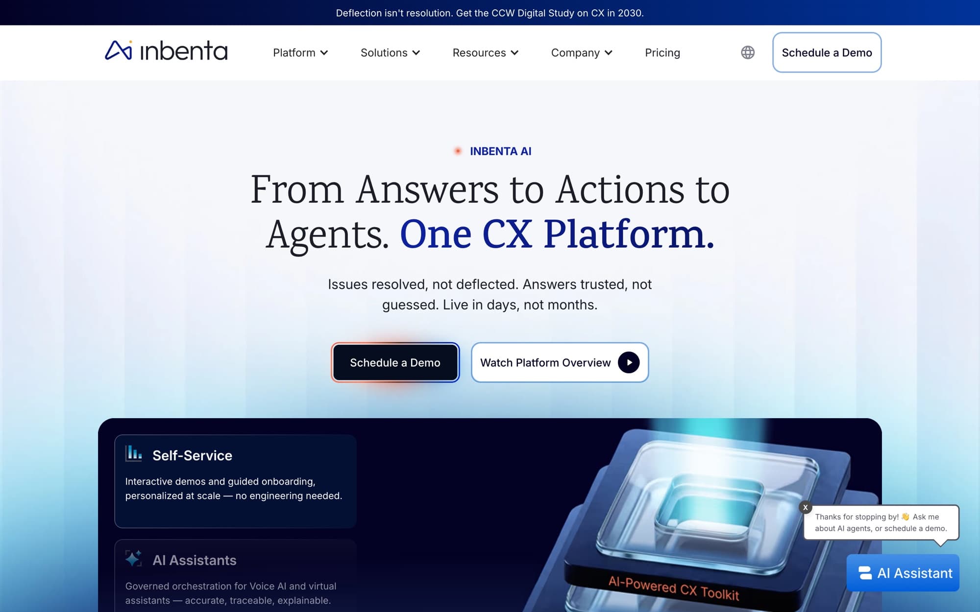 Inbenta website, home page