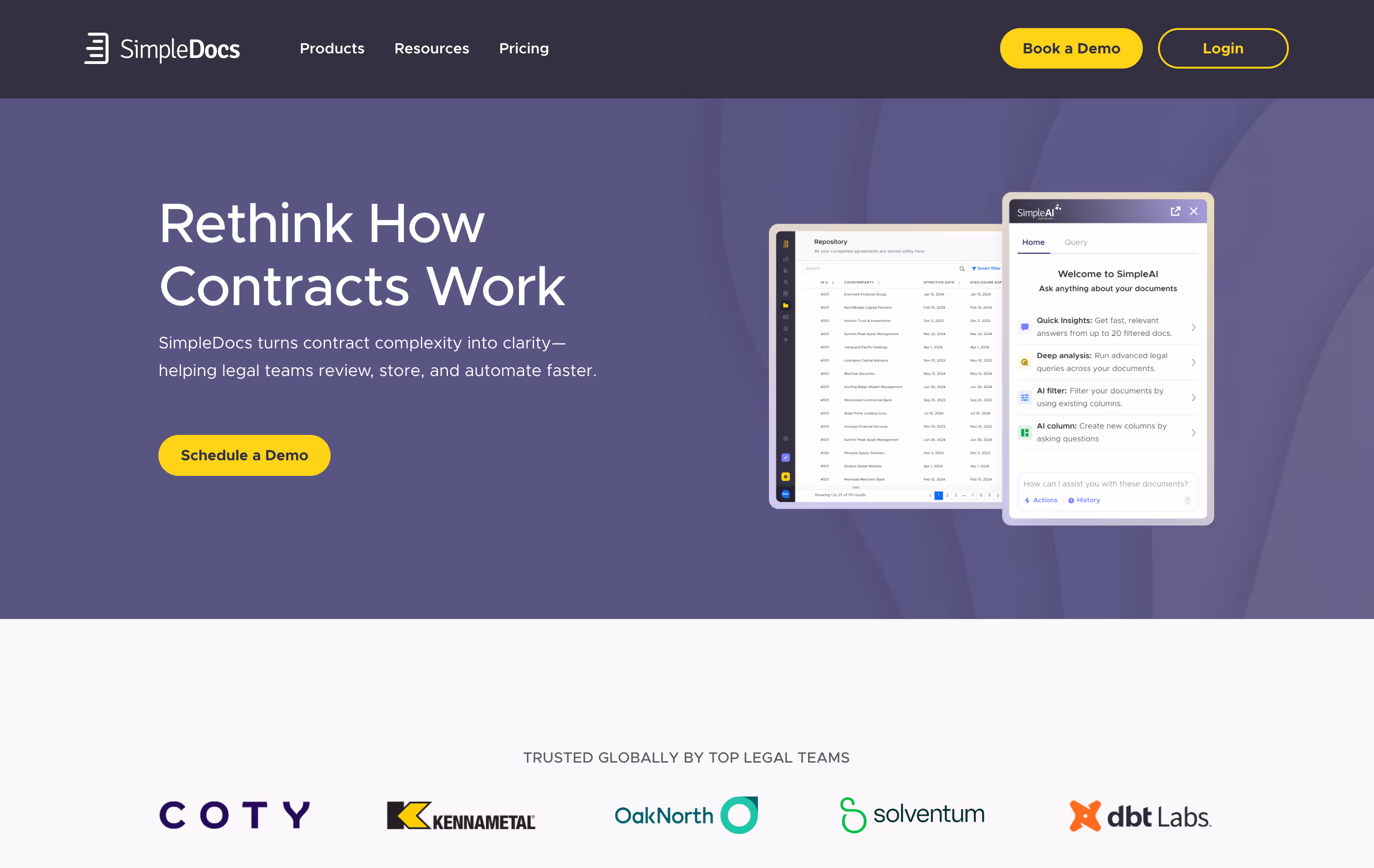 SimpleDocs website, home page